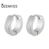 qeenkiss eg8210 fine jewelry wholesale fashion woman man wedding birthday gift round titanium stainless steel hoop earrings 1pc
