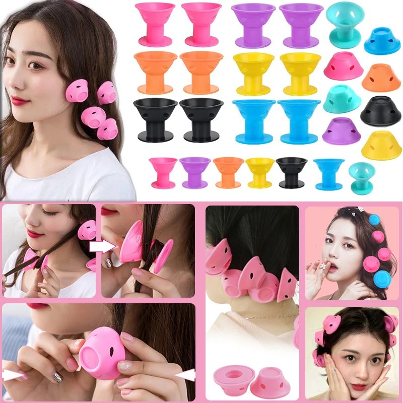

2/10/20 Pcs Silicone Hair Rollers Soft Magic Hair Curler Heatless Self Grip DIY Curls Styling Tools for Long Medium Short Hair