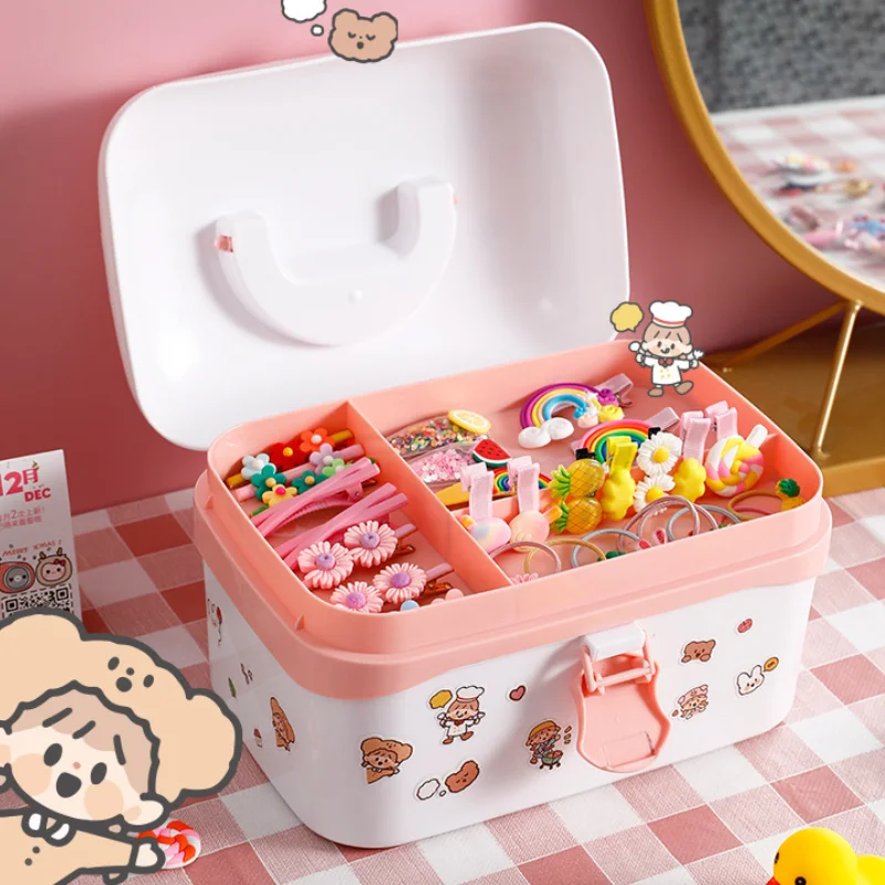 

Large-capacity Children's Hair Accessories Storage Box Girl Hairpin Ring Hair Band Cute Rubber Band Head Rope Jewelry Box