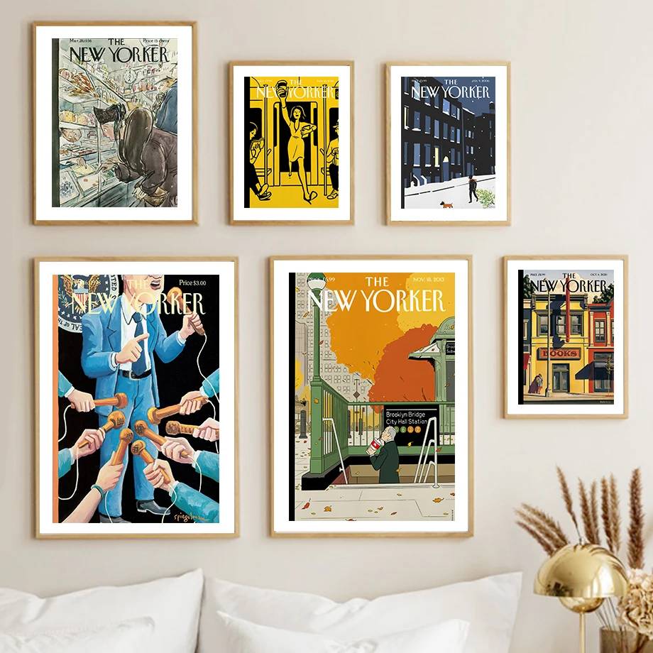 

Retro The New Yorker Magazine Cover Illustration And Prints Wall Art Canvas PaintingPosters Wall Pictures For Living Room Decor