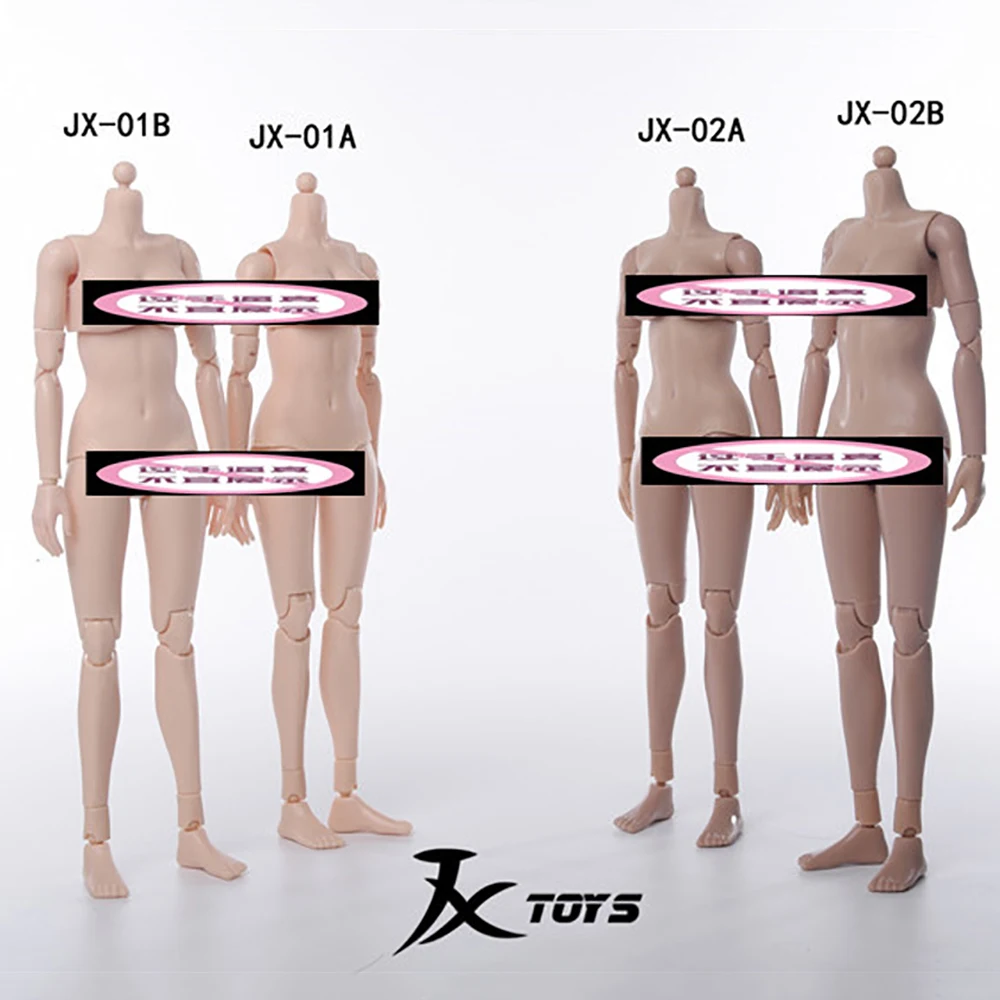 Фигурка JXTOYS JX01 JX02 женская с большим/средним бюстом и полуинкапсулированным телом, экшн-фигурка с подвижным телом, бледная/кожаная фигурка, 1/6