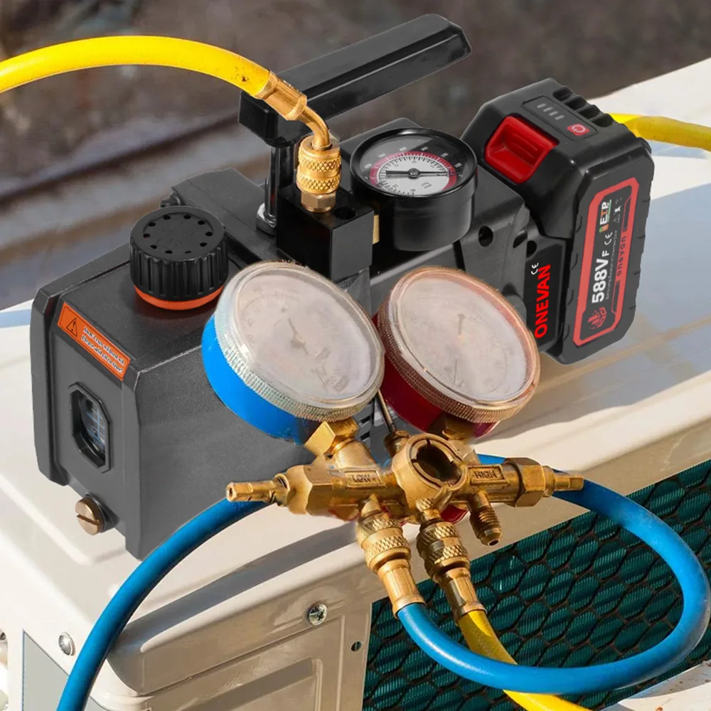 ONEVAN 7CFM 1/2HP беспроводной вакуумный насос 5PA 1/4 воздухозаборник холодильник