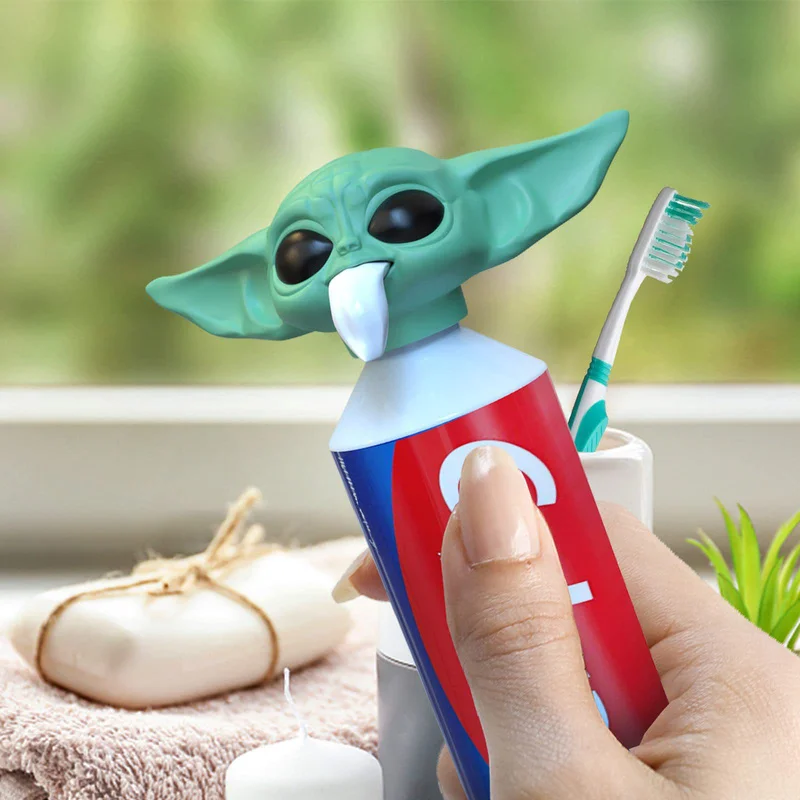 

1/5pcs Baby Yoda Anime Figure Toys Squeeze Toothpaste Catoon Star Wars Funny Tricky Kawaii Model Bathroom Supplies Kids Gift