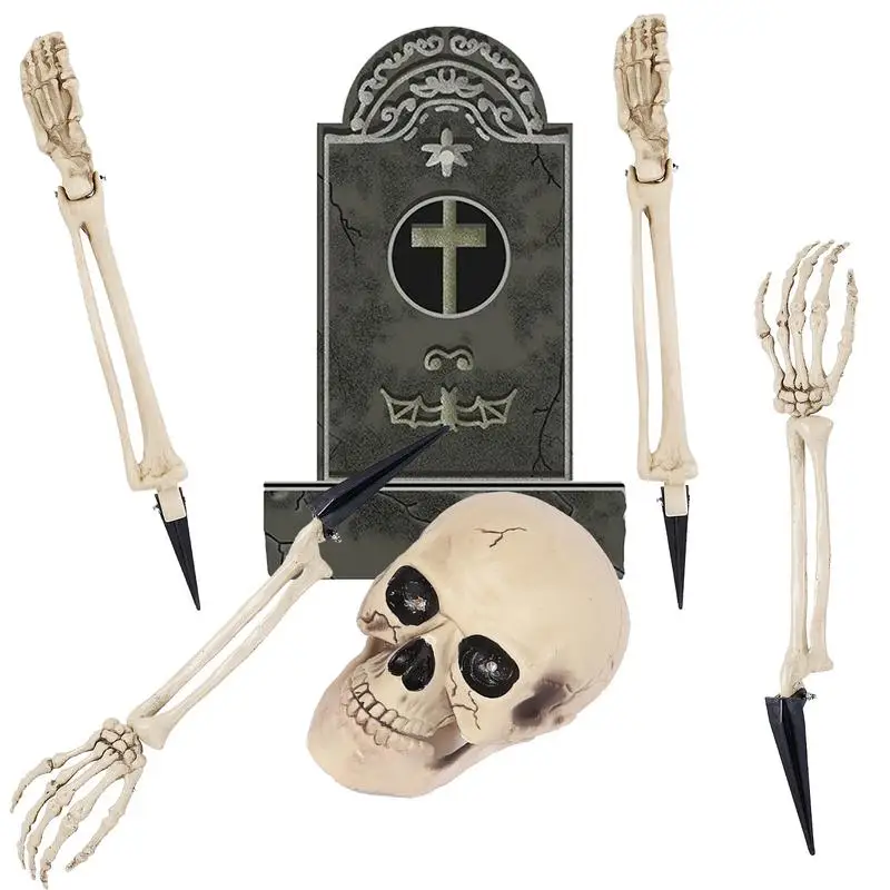 

Skeleton Stakes Halloween Decorations Life Size Skull And Arms Legs Skeleton Bones Realistic Groundbreakers For Haunted House