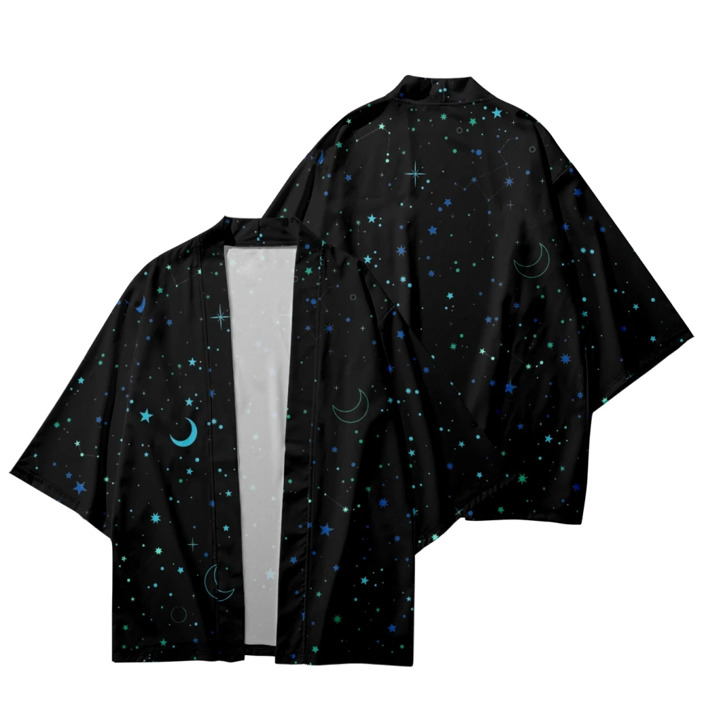 

Men And Women Japanese Kimono Moon Star Space Printing Japanese Casual Loose Thin Coat Asian Kimono Cardigan