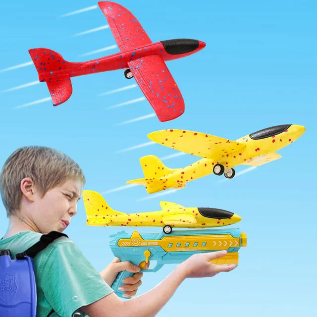 Foam Plane Launcher EPP Bubble Airplanes Glider Hand Throw Catapult Plane Toy for Kids Catapult Guns Aircraft Shooting Game Toy 5
