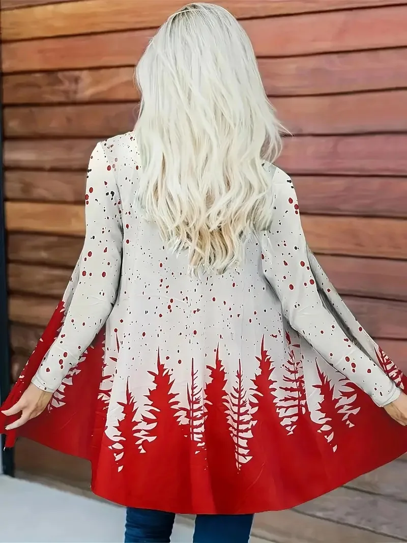 Рождественская верхняя одежда 2024 Кардиган с длинным рукавом Тонкий Вырез