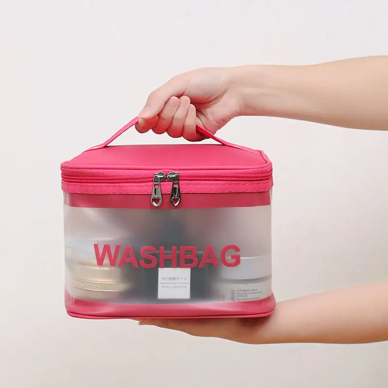 New Transparent PVC Large-capacity Waterproof Cosmetic Bag Portable Female Travel Wash Bag Storage Bag Portable Makeup Tote Bag images - 6