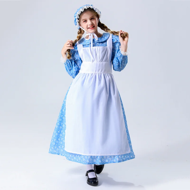 

Newest Kids Maid Costume Dress Girls Halloween Carnival Party Fancy Cosplay Outfits