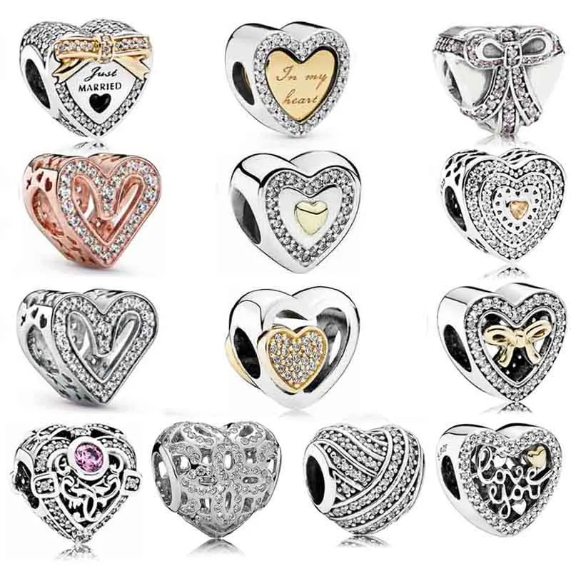 

Diy Charm Sparkling & Shine In My Freehand Wedding Lavish Opulent Heart 925 Sterling Silver Bead Fit Fashion Bracelet Jewelry