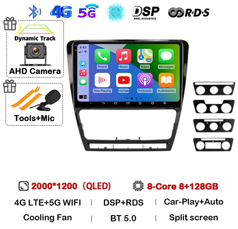 

Android 14 WIFI + 4G Carplay Автомобильный радиоприемник GPS для SKODA Octavia 2 A5 2007 2008 2009 2010 2011-2014 Мультимедийный плеер Головное устройство Стерео