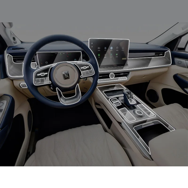 

TPU for GWM Great Wall Tank 500 Car Interior Stickers Central Control Gear Air Dashboard Steering Wheel Panel Transparent Film