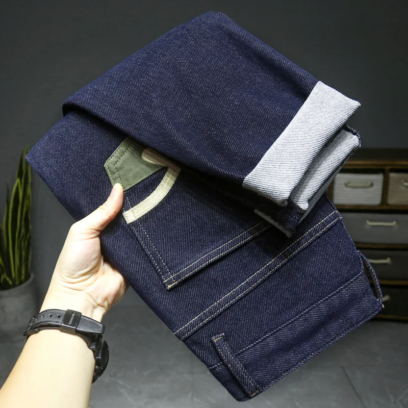 Классические мужские джинсы в японском стиле простые свободные эластичные брюки