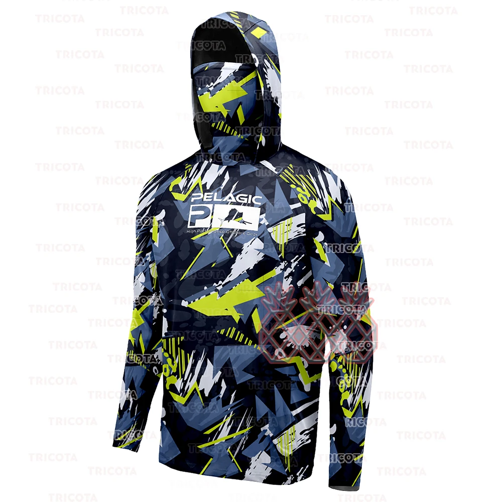 

Pelagic Fishing Shirts UPF 50+ Face Mask Long Sleeve Jerseys Summer Sun Protection T-Shirts Men Hooded Face Cover Fishing Tops