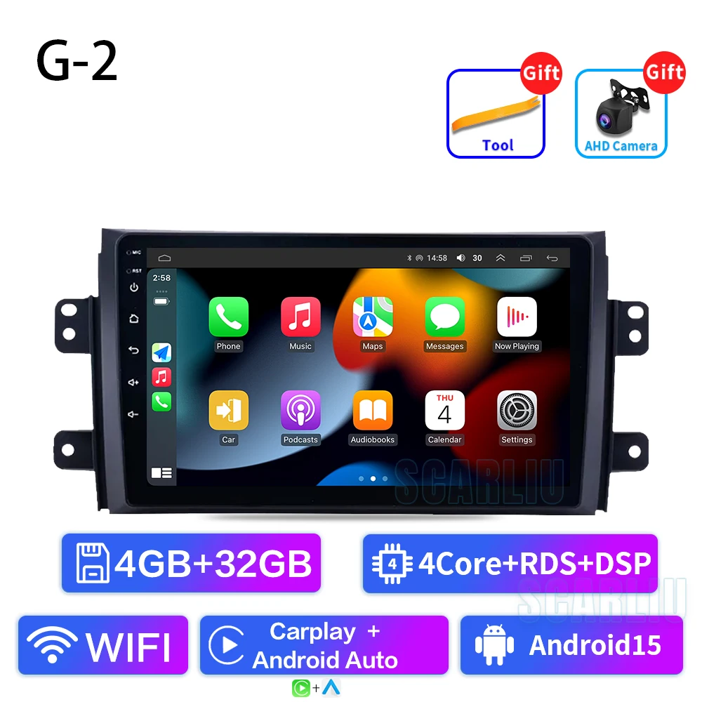 

Для Suzuki SX4 2006-2013 для Fiat Sedici Мультимедийный плеер Навигация GPS 2 Din Carplay Стерео DVD Android 13 Автомобильное радио
