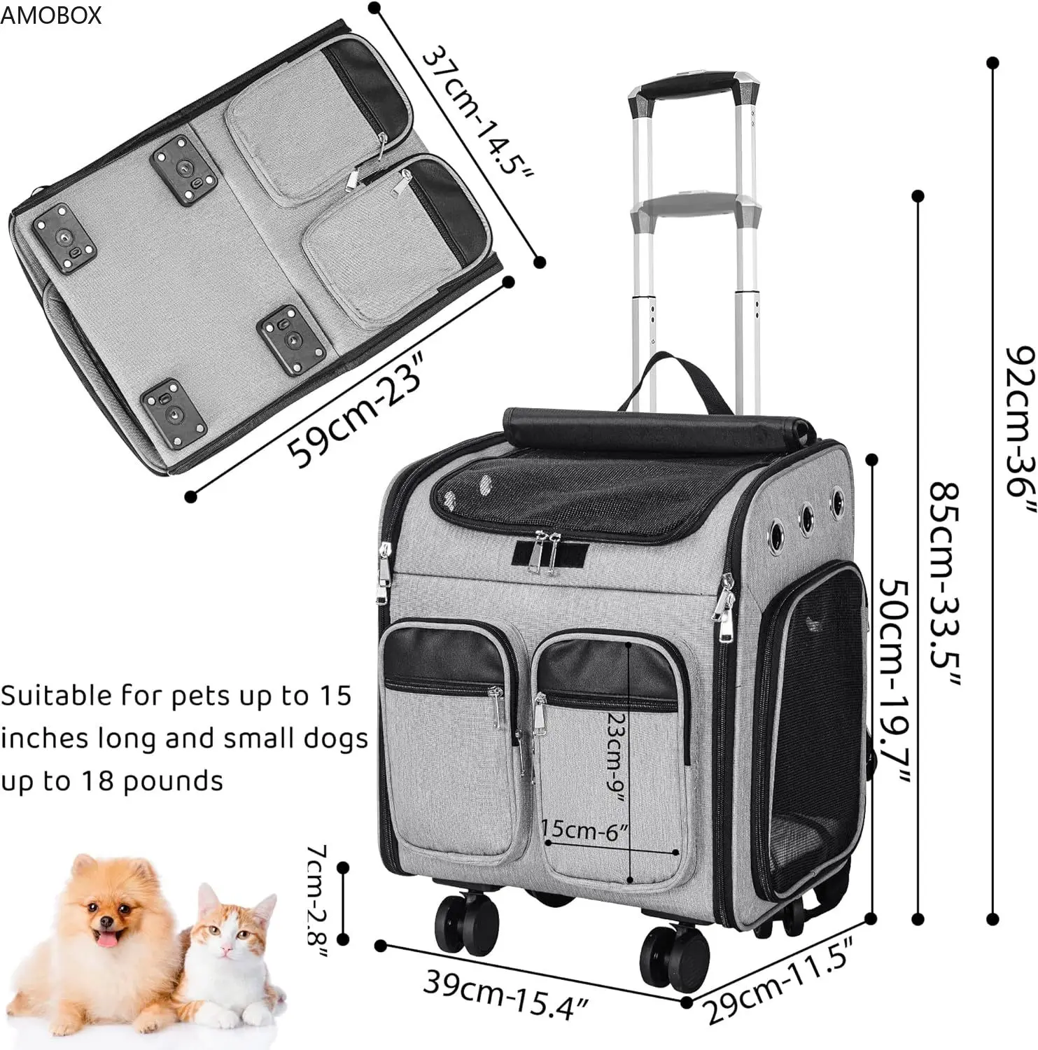 Рюкзак AMOBOX-Pet Carrier со съемными 4 колесами автокреслом для дорожной коляски
