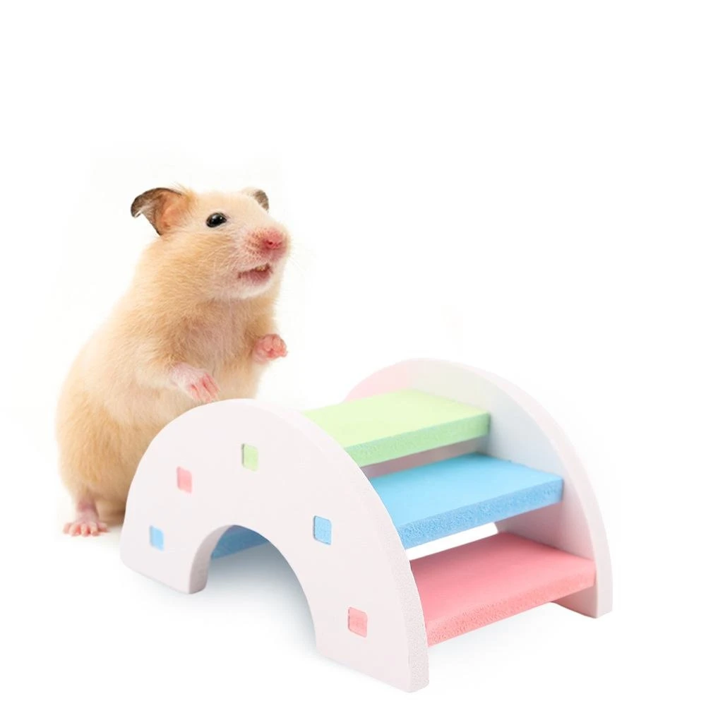 

Assembled Hamster Exercise Play Toy Sturdy Dwarf Chinchillas House Nest PVC Colorful Ladder Small Animal Climbing Rainbow Bridge