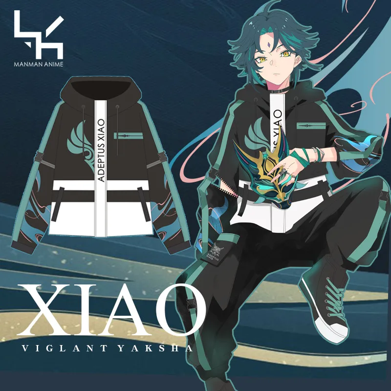 Крутое пальто Xiao для косплея аниме Genshin Impact Harajuku Повседневная Толстовка Унисекс