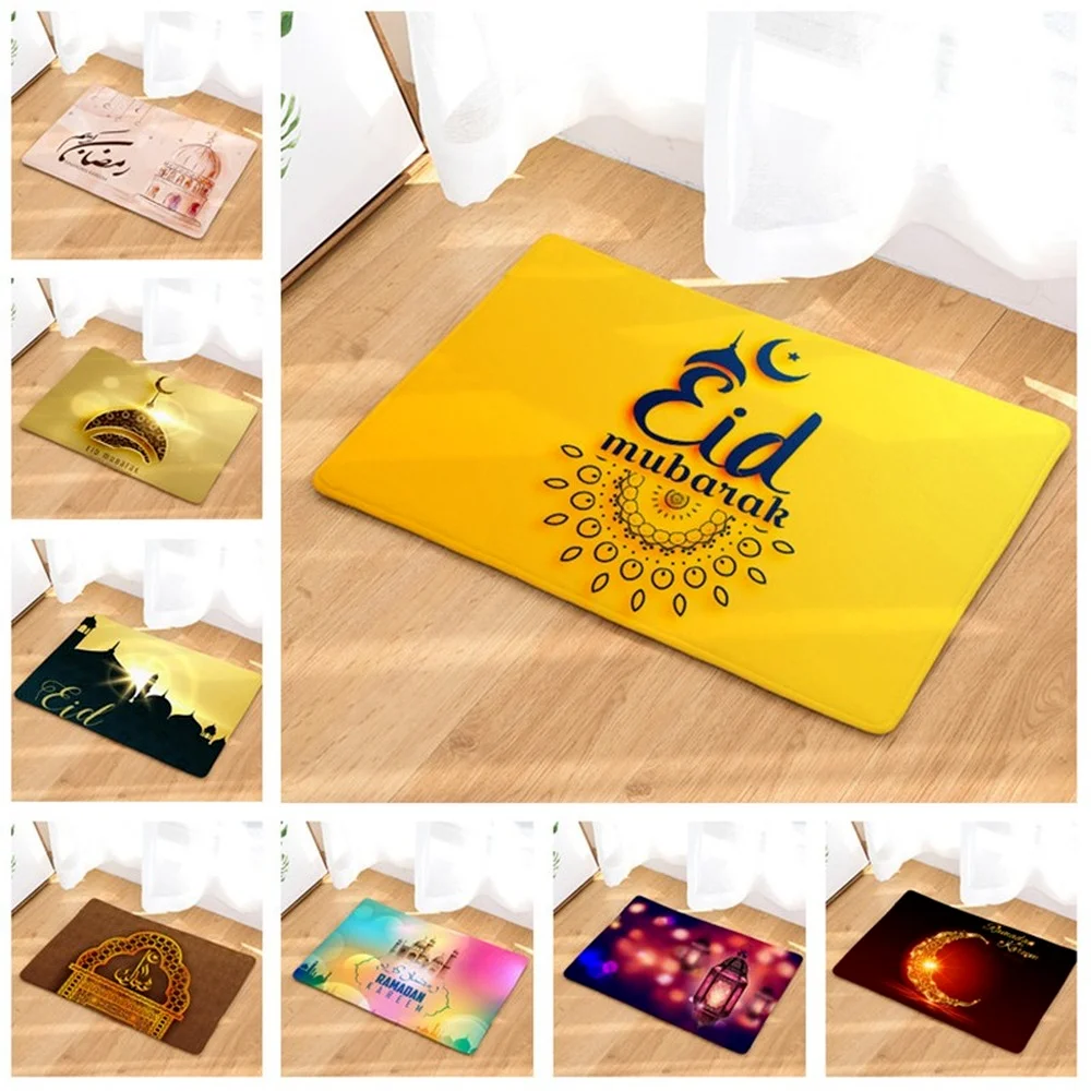 

Ramadan Decoration Doormat Eid Mubarak Moon Mosque Bathroom Mat Kitchen Carpet Door Mats Anti-Slip Floor Rug for Living Room