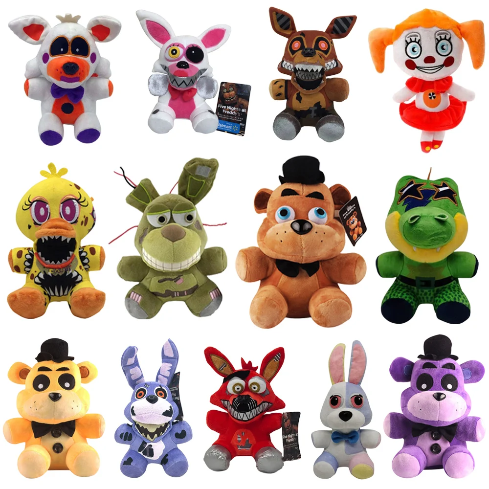 18CM Freddy Bonnie Chica Foxy Plush Toys Golden Fazbear Nightmare Security Breach Cartoon Stuffed Dolls Freddy Toys For Children