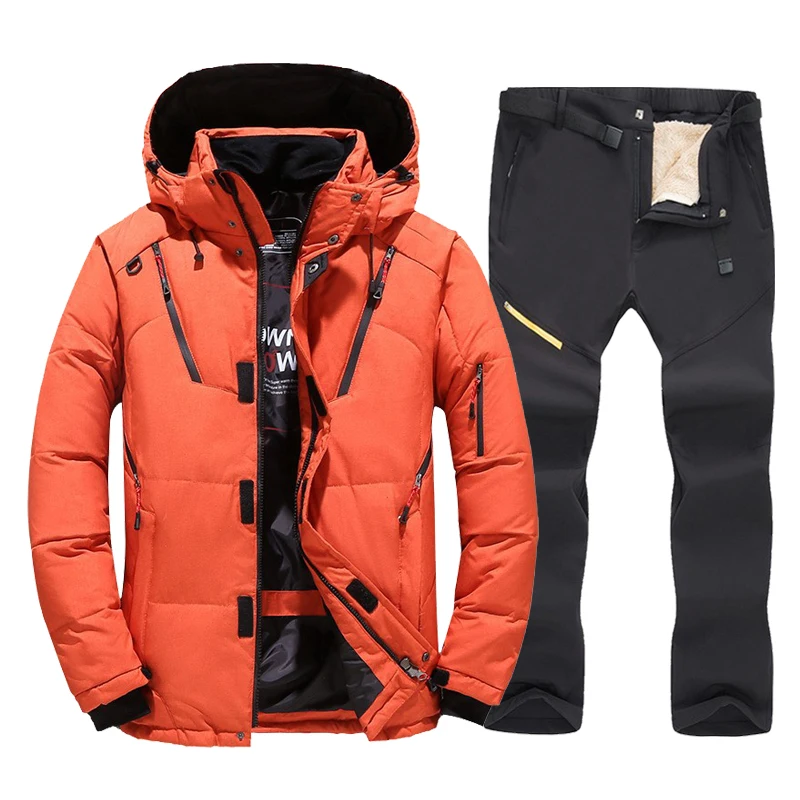 

Новый лыжный костюм, мужские зимние парки для снега, теплые ветрозащитные уличные спортивные лыжные пуховики и флисовые штаны, Мужская одежда для сноуборда