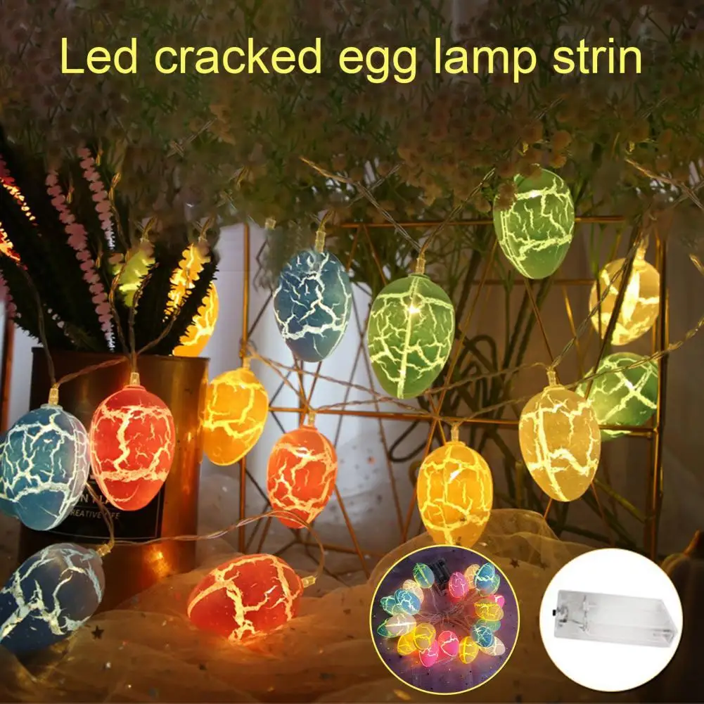 

Eye-catching Light String Multi-purpose Eco-friendly Fairy Light LED Easter Crack Eggs Fairy Lamp Decoration