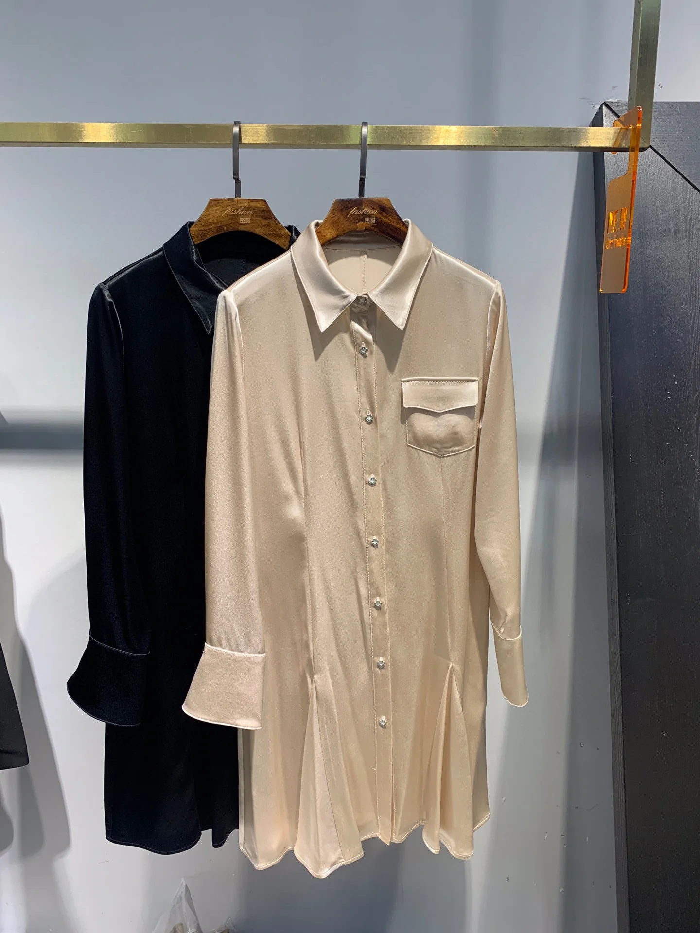 

2022 ацетатное женское платье-рубашка с юбкой, платье на весну и лето