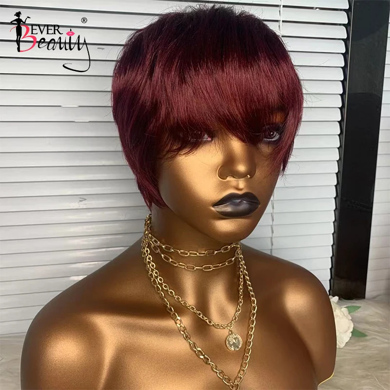 Короткий парик с вырезами фальшивой прямые человеческие волосы парики челкой