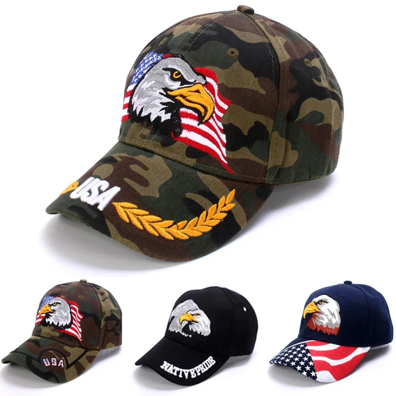 

Hot Selling Baseball Hat Animal Farm Snapback Caps Men's Fisherman Hat Women's Patriotic Embroidery American Eagle Flag Usa Sun