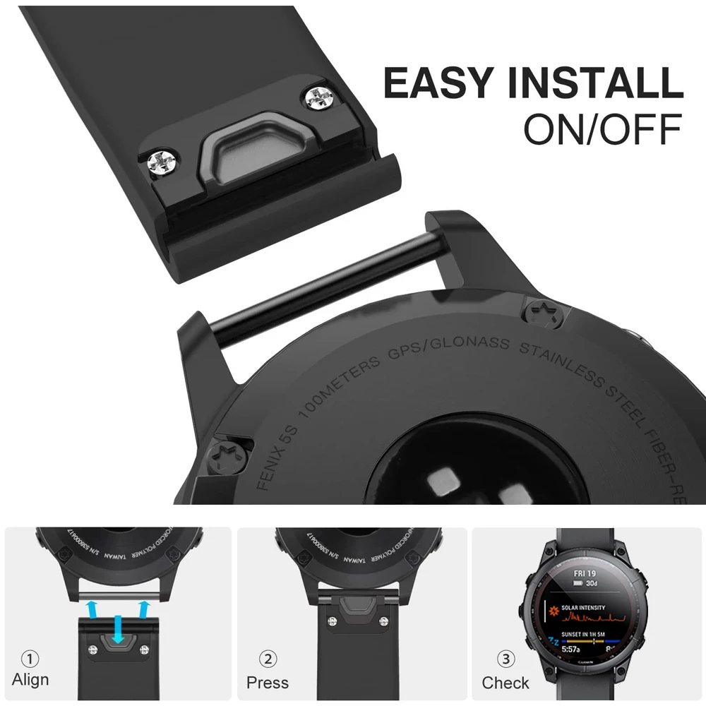 Ремешок для часов JKER 22 26 мм Quickfit Garmin Fenix 7 7X 6X 5X 5 Plus 3HR Forerunner 935 945 EPIX силиконовые