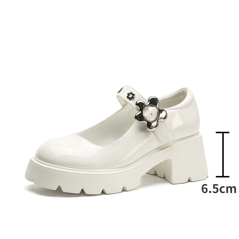Mary Jane Shoes Women Japanese Lolita Platform Shoes White Round Toe Low Heel Vintage Pumps Buckle Strap College Student Shoes