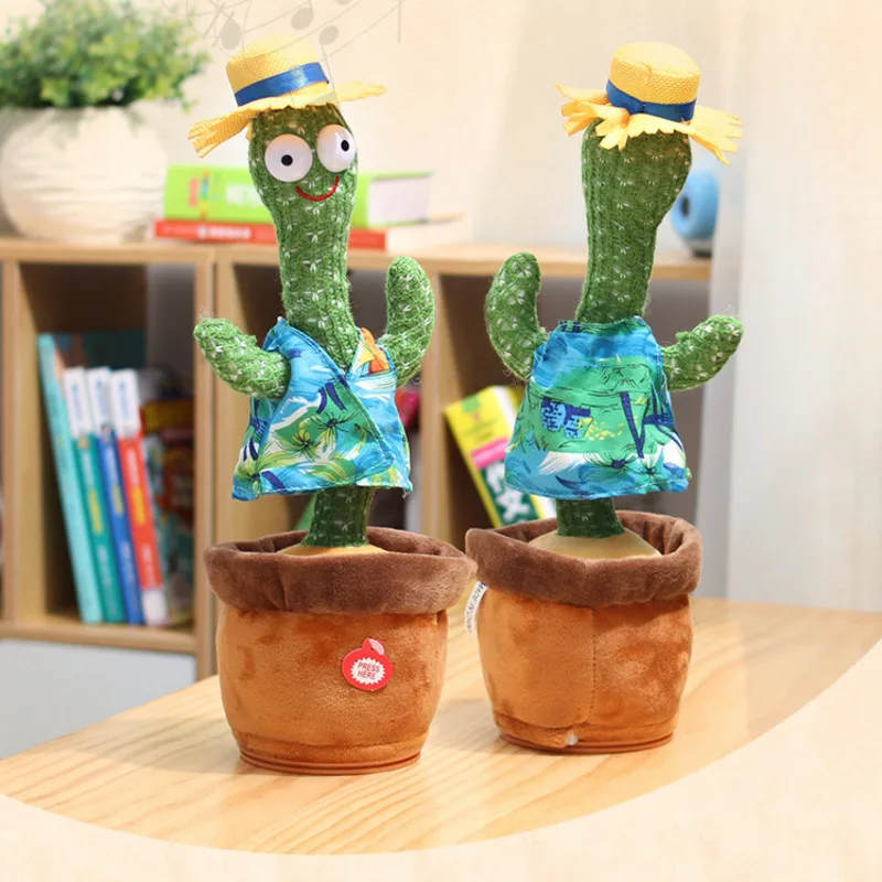 

OUZEY Dancing Repeating Cactus Doll Plush Toy Electron Montessori Children's Early Education Funny Toys Sound Record Repeat Toy