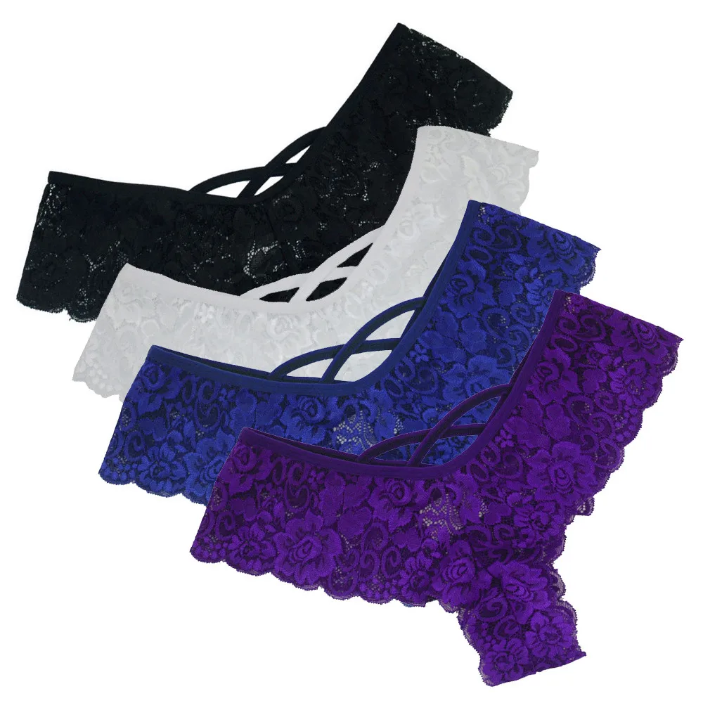 

4 шт., женские прозрачные кружевные трусики-стринги
