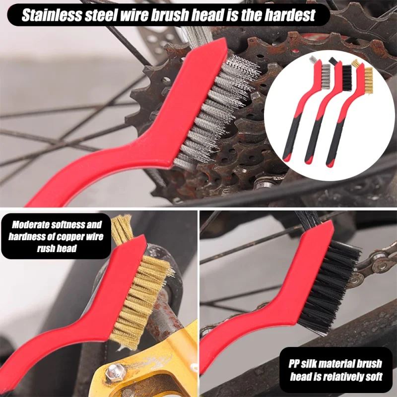 

1/3pcs Car Wheel Detailing Cleaning Cooktop Stainless Steel Brushes Copper Wire Brushes Double Sided Coated Steel Wire Brush