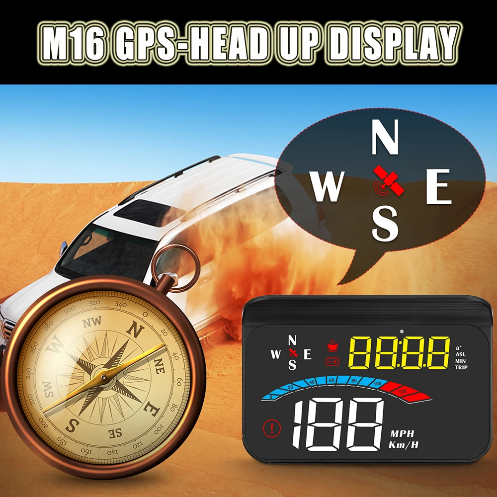 

Car Smart Gauge Digital Speed Gauge M16 GPS Electronics Accessories Car Security Alarm /driving Distancefor All Cars Projector