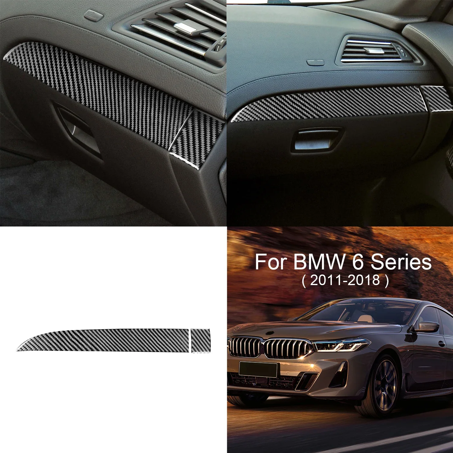

2Pcs For BMW 6 Series M6 F12 F13 F06 2011-2018 M Sport Carbon Fiber Stickers Co-Pilot Instrument Panel Car Styling Accessories
