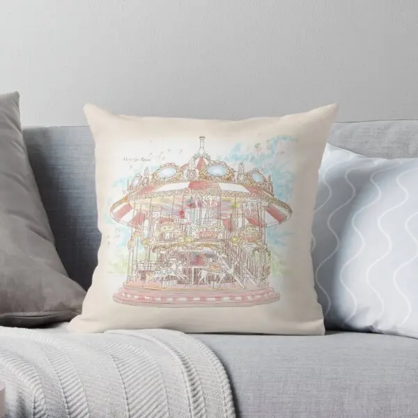 

Pastel Circus Carousel Printing Throw Pillow Cover Throw Waist Soft Case Square Bedroom Anime Bed Cushion Pillows not include