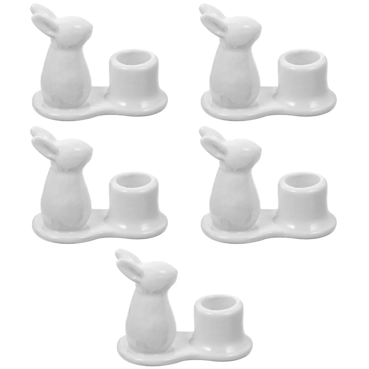 

5x Candlestick Holder Bunny Rabbit Ceramic Holder Holder Table Decor Ceramic Holder Bunny Holder