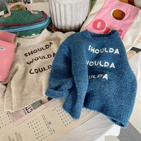 2022 autumn new baby letter pullover sweater girl infant embroidery long sleeve tops boy toddler cotton loose coat baby clothing