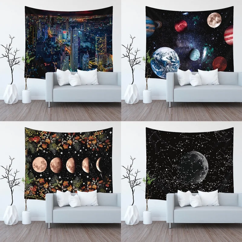 

Bedroom Living Room Tapestry Wall Hanging Starry Sky Scenery Hanging Cloth Background Tapestry Digital Printing