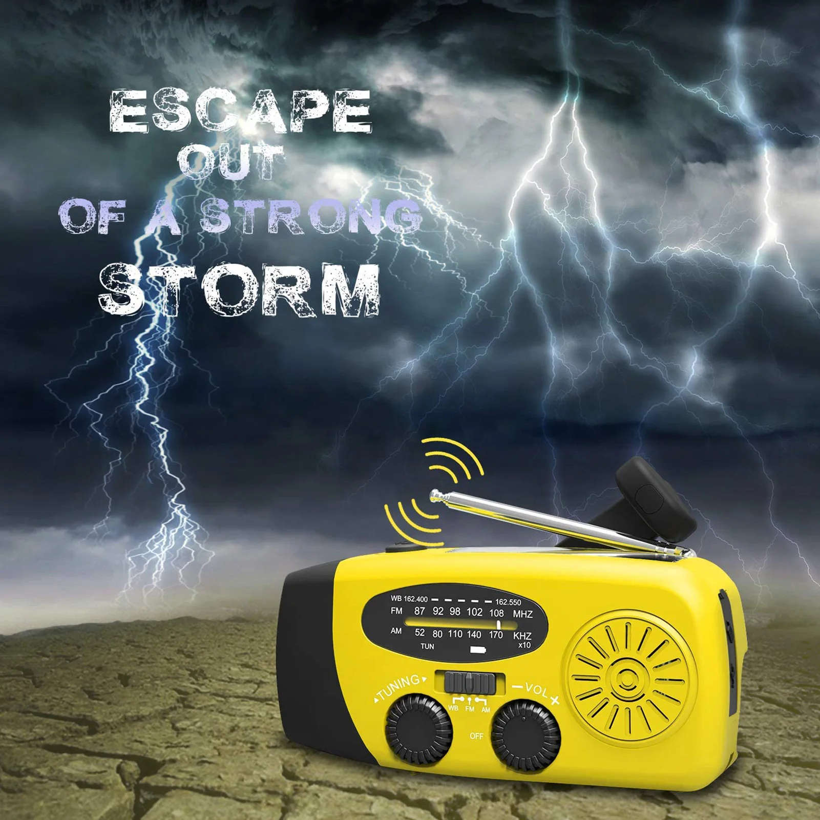 

Multifunctional Hand Radio Solar Crank Dynamo Self Powered AM/FM/NOAA Weather Radio Emergency Use LED Flashlight Power Bank