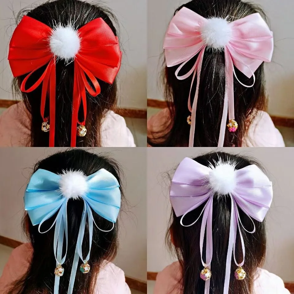 

New Girl's Big Bowknot Tassel Hairpin Cute Children's Hair Accessories Ribbon Woven Pendant Cute Princess Headwear