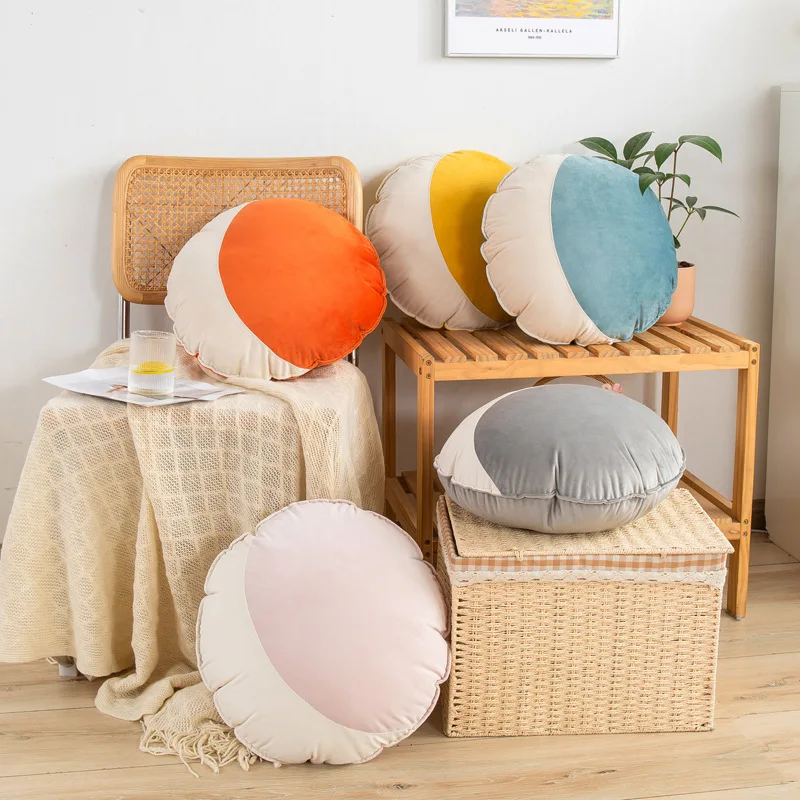 

40cm Simple Round Velvet Cushion Cover Small Fresh Velvet Sofa Cushion Covers Tatami Homestay Decor Pouf Siesta Pillow Case