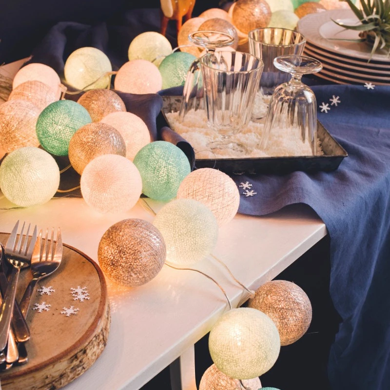 

LuanQI 2M 10 LED Cotton Balls String Lights Garland Fairy Street Lights Wedding Outdoor Decoration Patio Lights