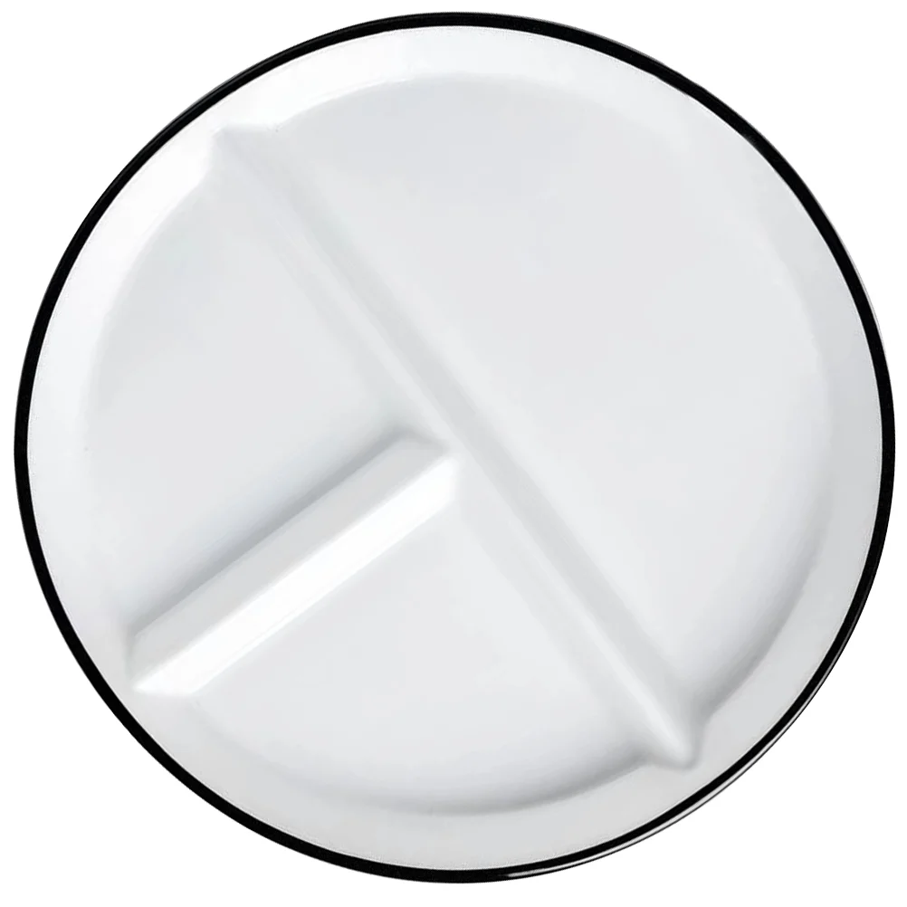 

Kid Plates Food Serving Tray Ceramic Holder Black Border Separated Ceramics Diet Compartment Reusable Child