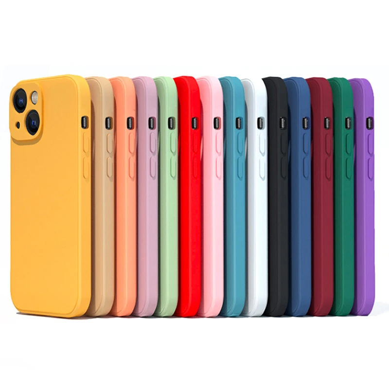 

Luxury Soft TPU Silicone Phone Case for iPhone 13 12 14 Pro Max Mini Plus Matte Texture Full Camera Protection Back Cover Funda