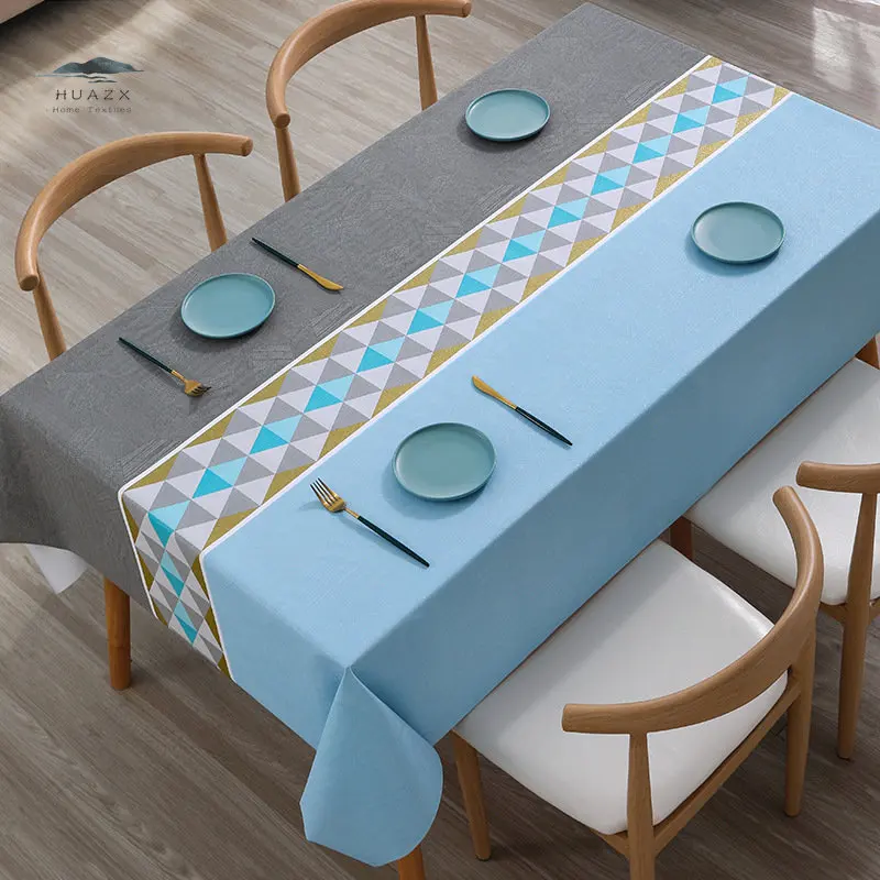 

Blue Geometric Table Cloth Classical Nordic Style Party Picnic Table Waterproof Rectangular Cover Suit for Kitchen Home Decor