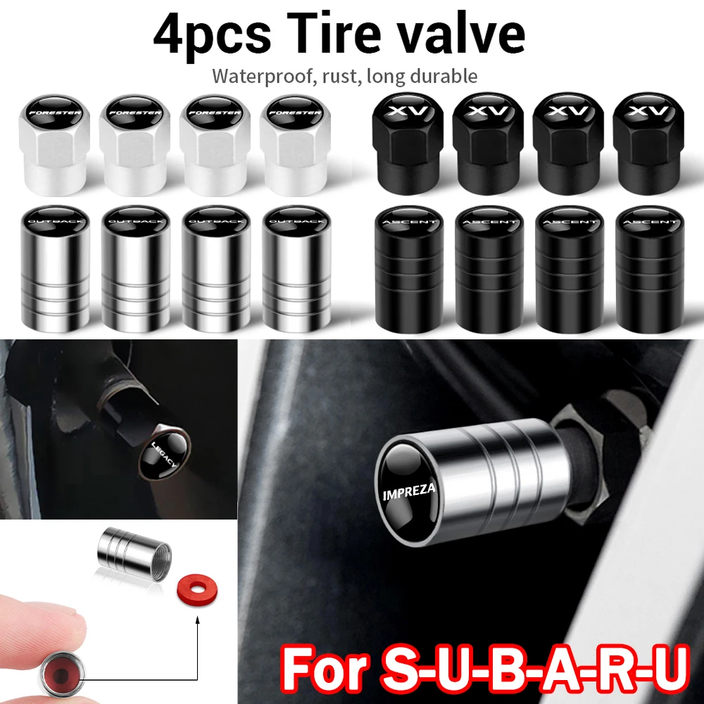 

4PCS Car Stlying Metal Wheel Tire Valve Air Stem Caps Cover for Subaru Forester XV Outback Ascent Legacy Impreza WRX STI BRZ WRC