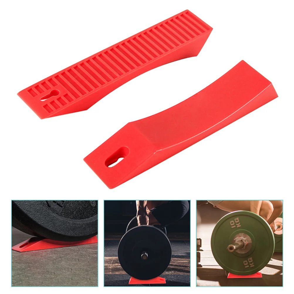 

2 Pcs Barbell Pad Fitness Room Supplies Jack Plastic Stand Wedge Deadlift Platform Silica Gel Protective Portable Wedges