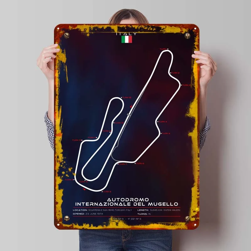 Mugello Circuit жестяная вывеска спортивный постер украшение спальни игровые